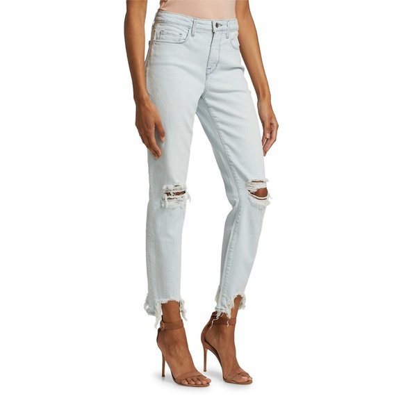 NEW L'AGENCE Size 29 (6-8) Women's High Line Destroyed Slim Jeans, Fade Out - Picture 6 of 7